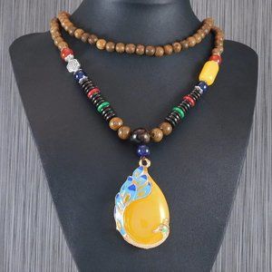 Long Mala Bead Necklace Boho Spiritual Jewelry